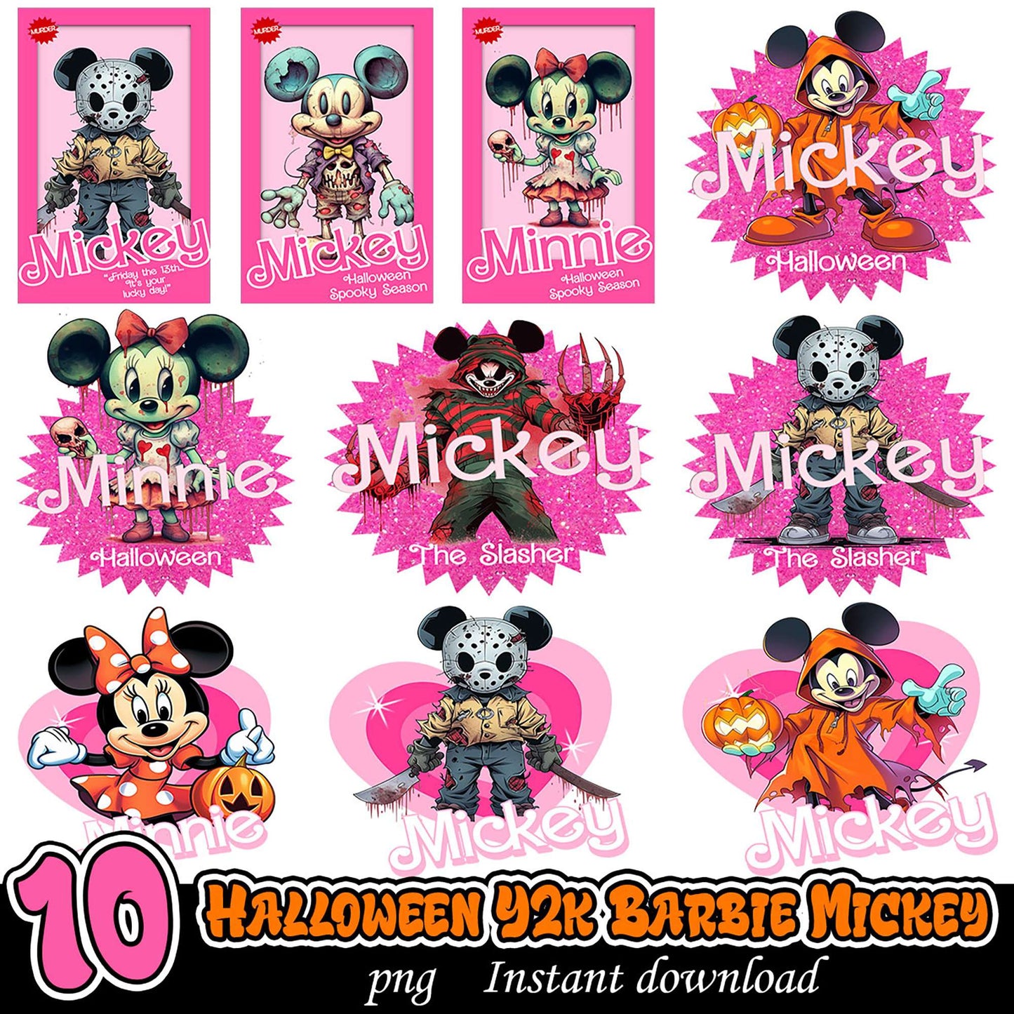 Halloween Y2K Barbie Mickey PNG Bundle