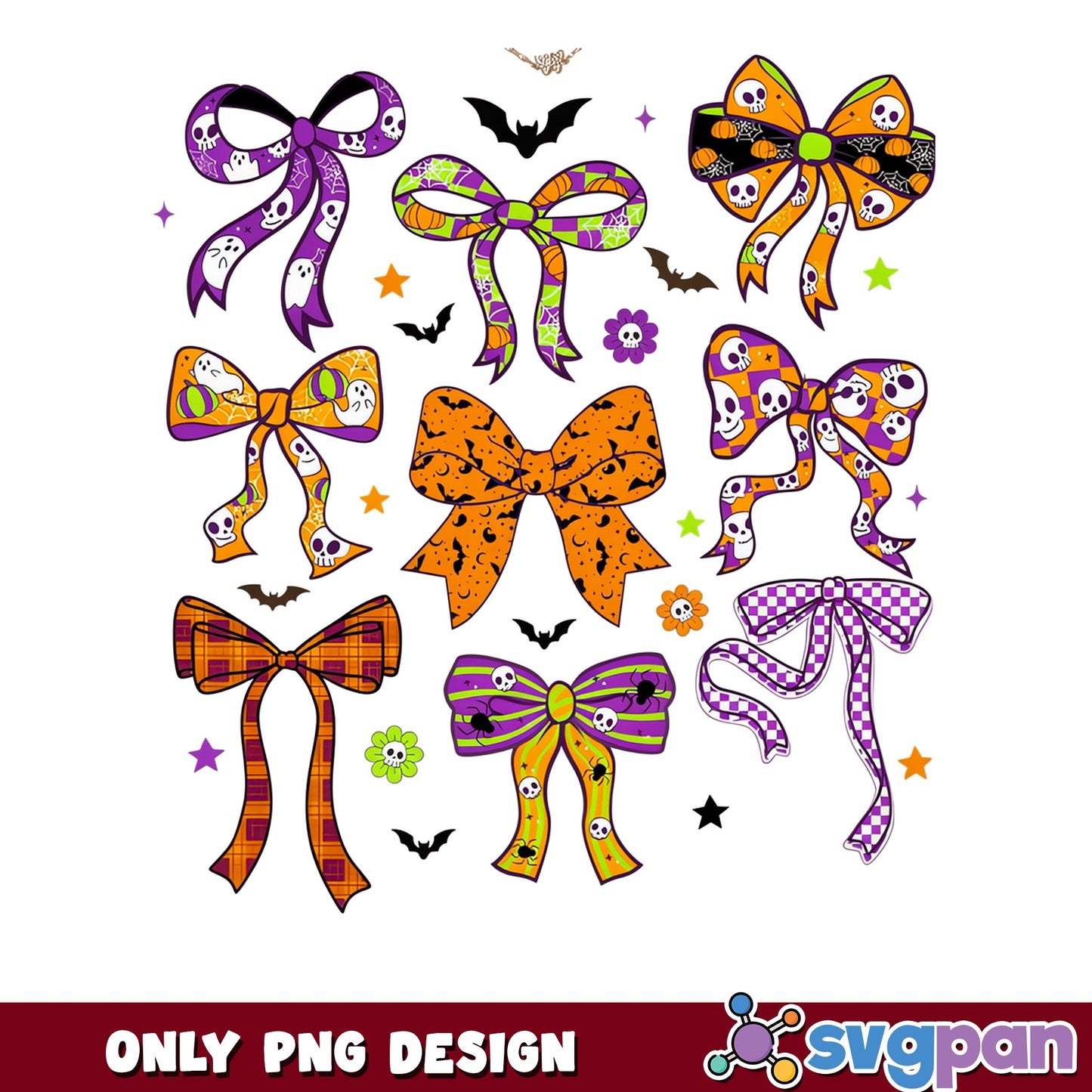 Halloween Coquette Bow Bundle PNG, Spooky Bow PNG, Halloween PNG