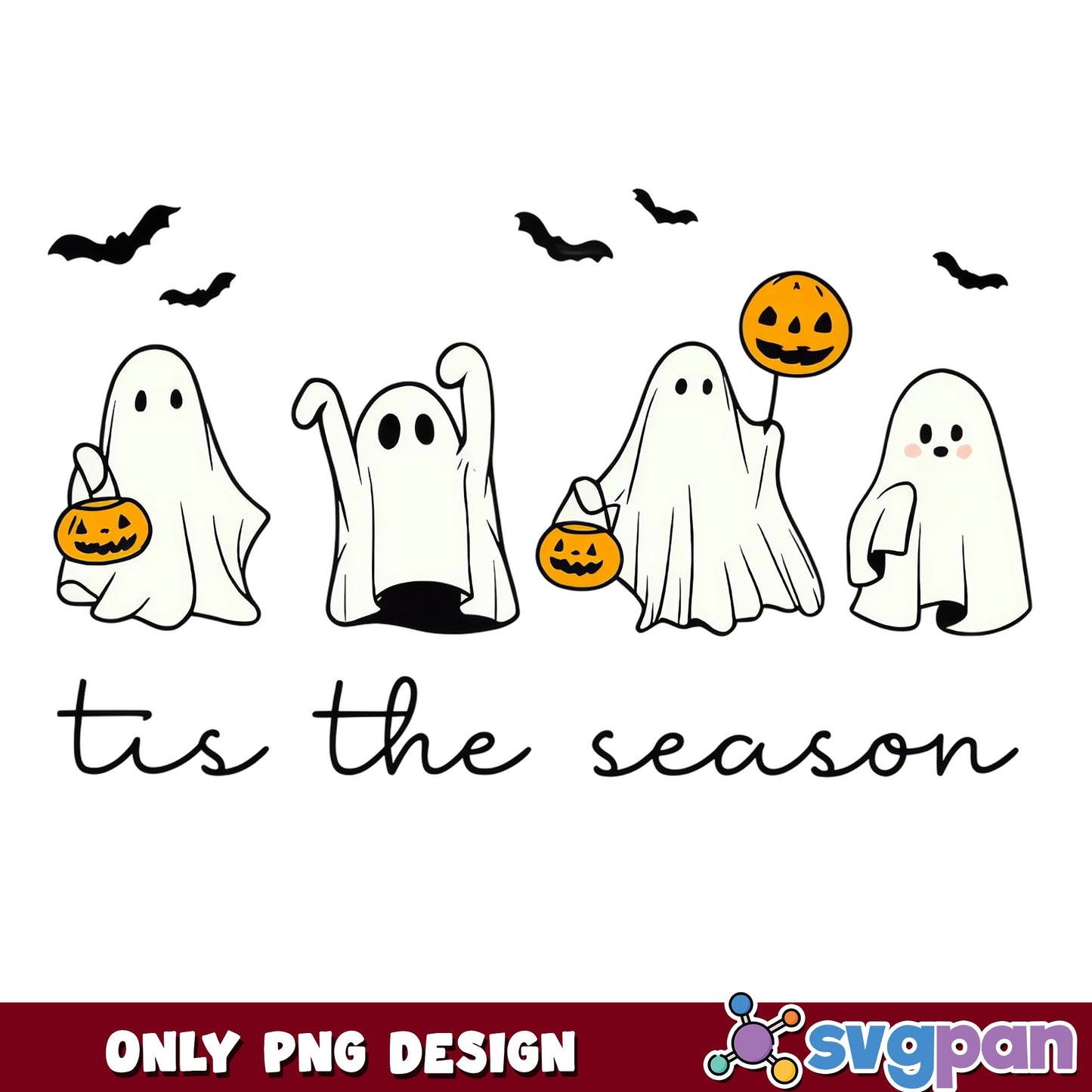 Halloween Ghost Tis The Season PNG, Spooky Ghost Pumpkin PNG, Cute Ghost PNG