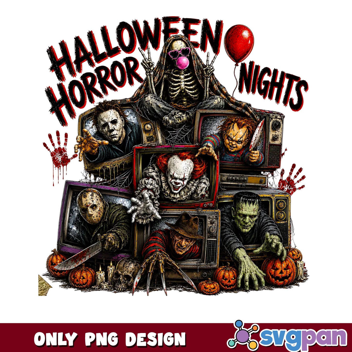 Halloween Horror Nights PNG, Horror Characters PNG, Scary Movie PNG