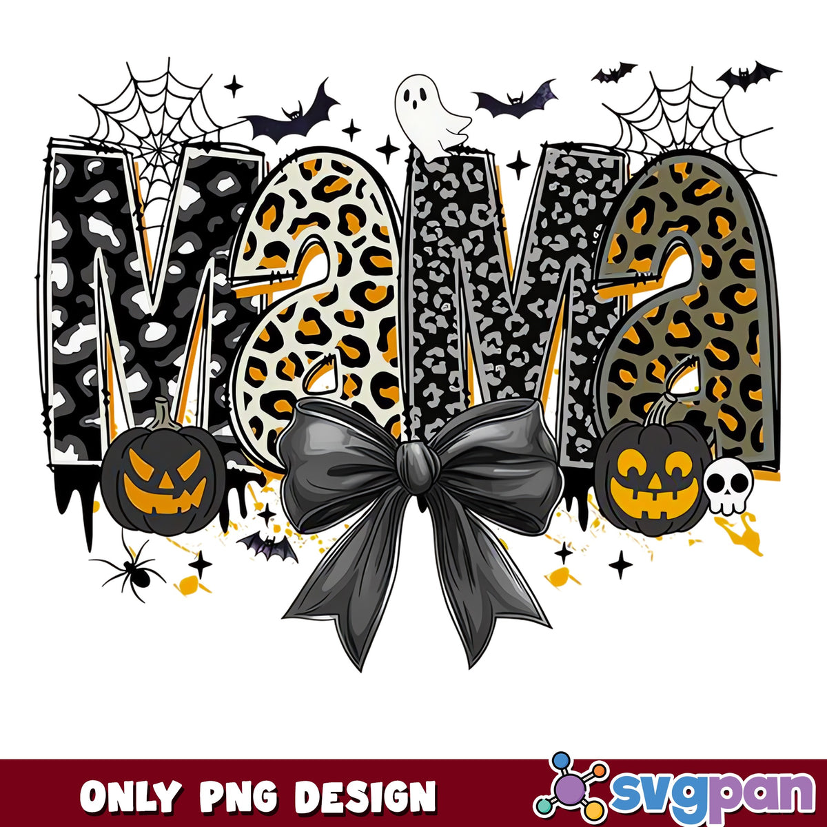 Halloween Mama Leopard PNG, Spooky Mom Pumpkin PNG, Halloween PNG