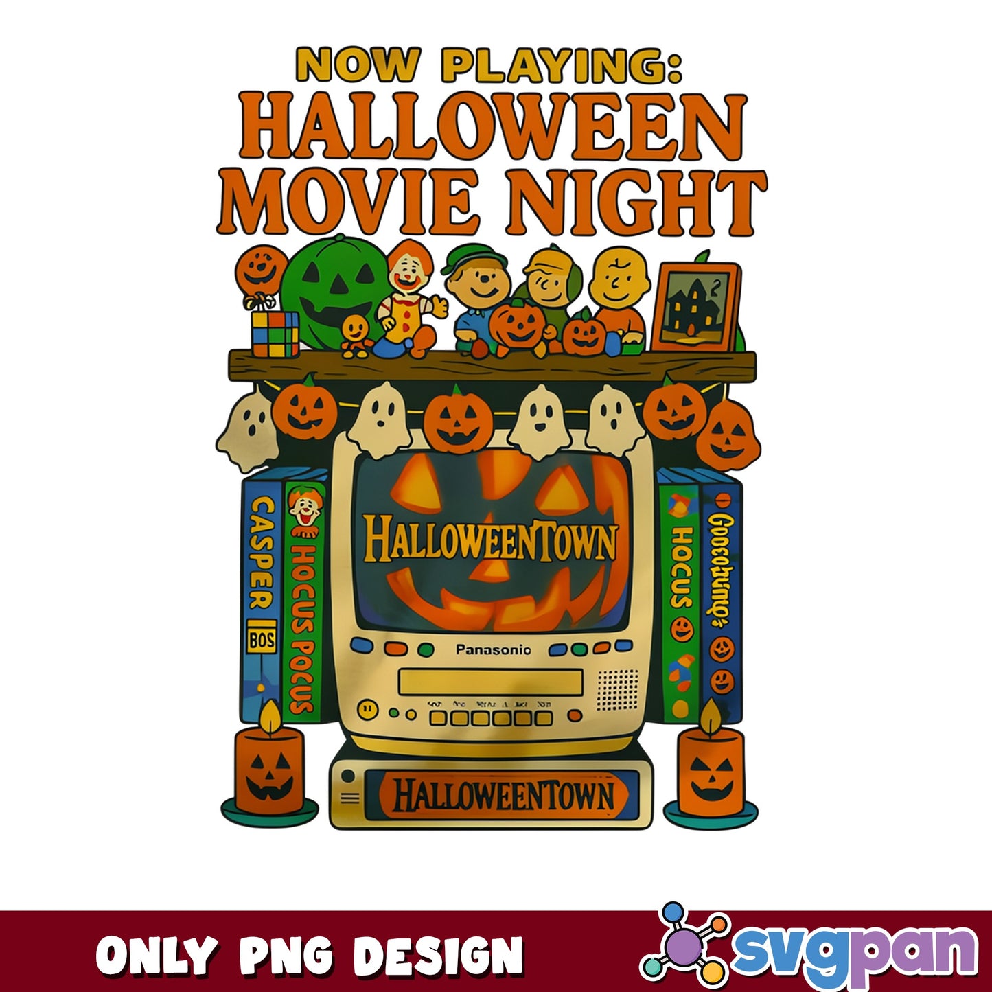 Halloween Movie Night PNG, Halloweentown Hocus Pocus PNG, Spooky PNG