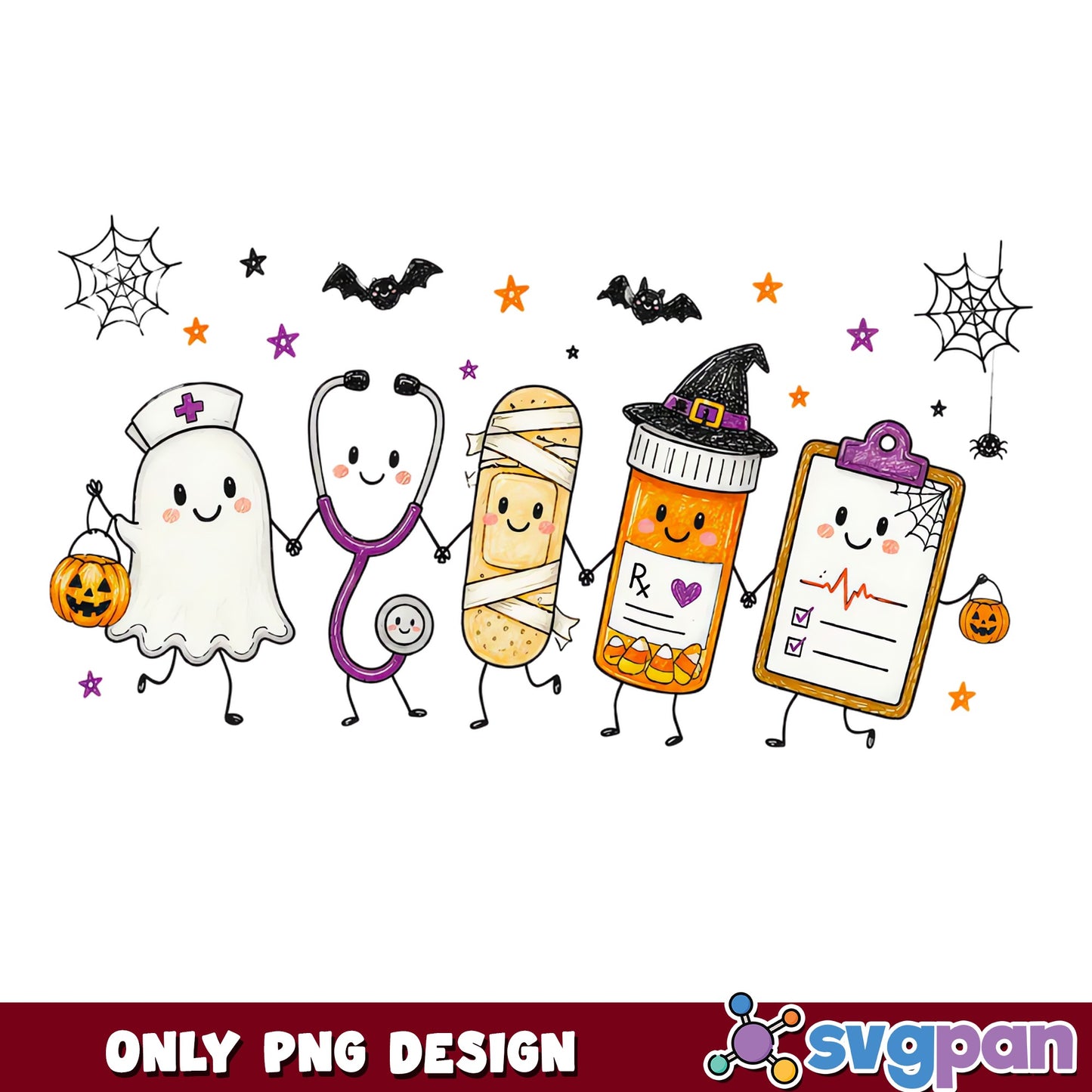 Halloween Nurse PNG, Cute Medical Ghost Halloween PNG, Spooky Nurse PNG