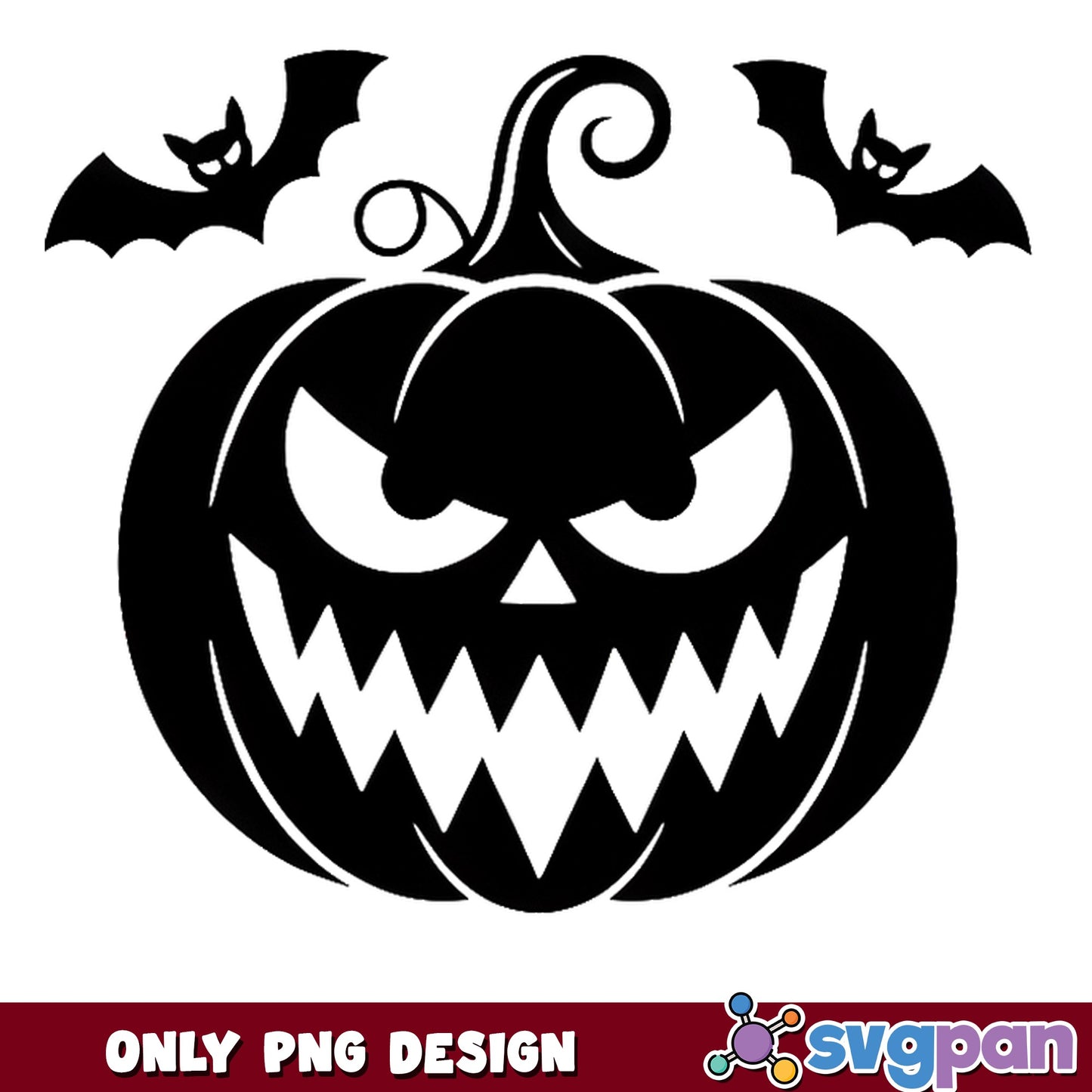 Halloween Pumpkin With Bats PNG, Jack O Lantern PNG, Scary Pumpkin PNG