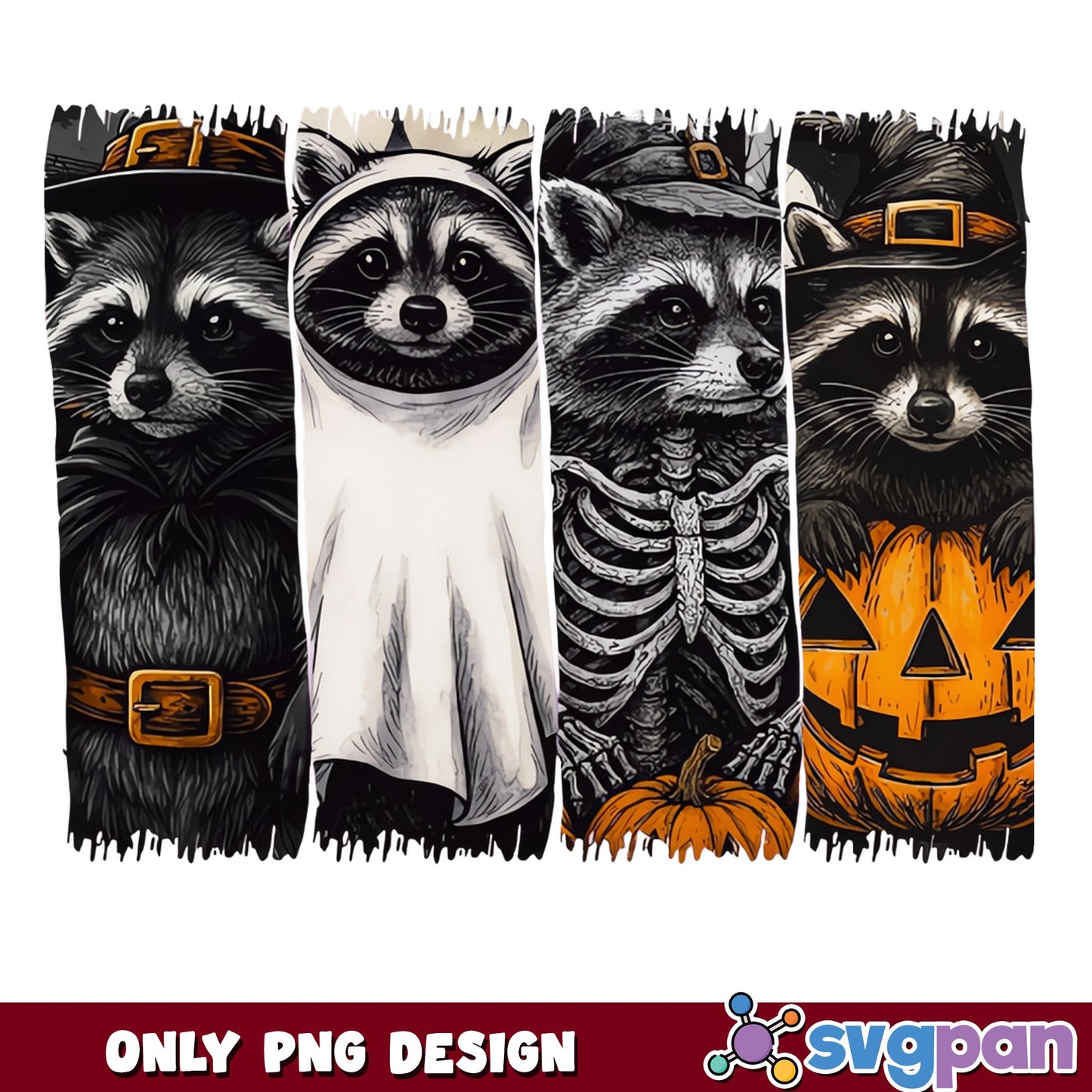 Halloween Raccoon Bundle PNG, Spooky Raccoon PNG, Halloween PNG