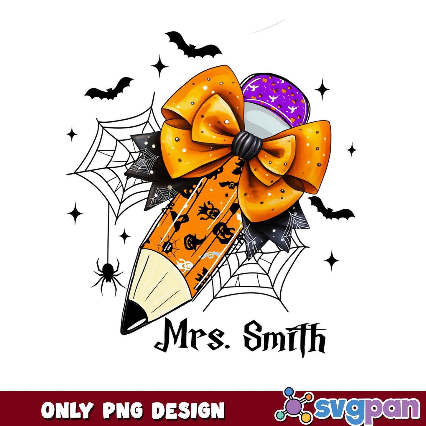 Halloween Teacher Pencil PNG, Spooky Teacher Halloween PNG, Teacher PNG