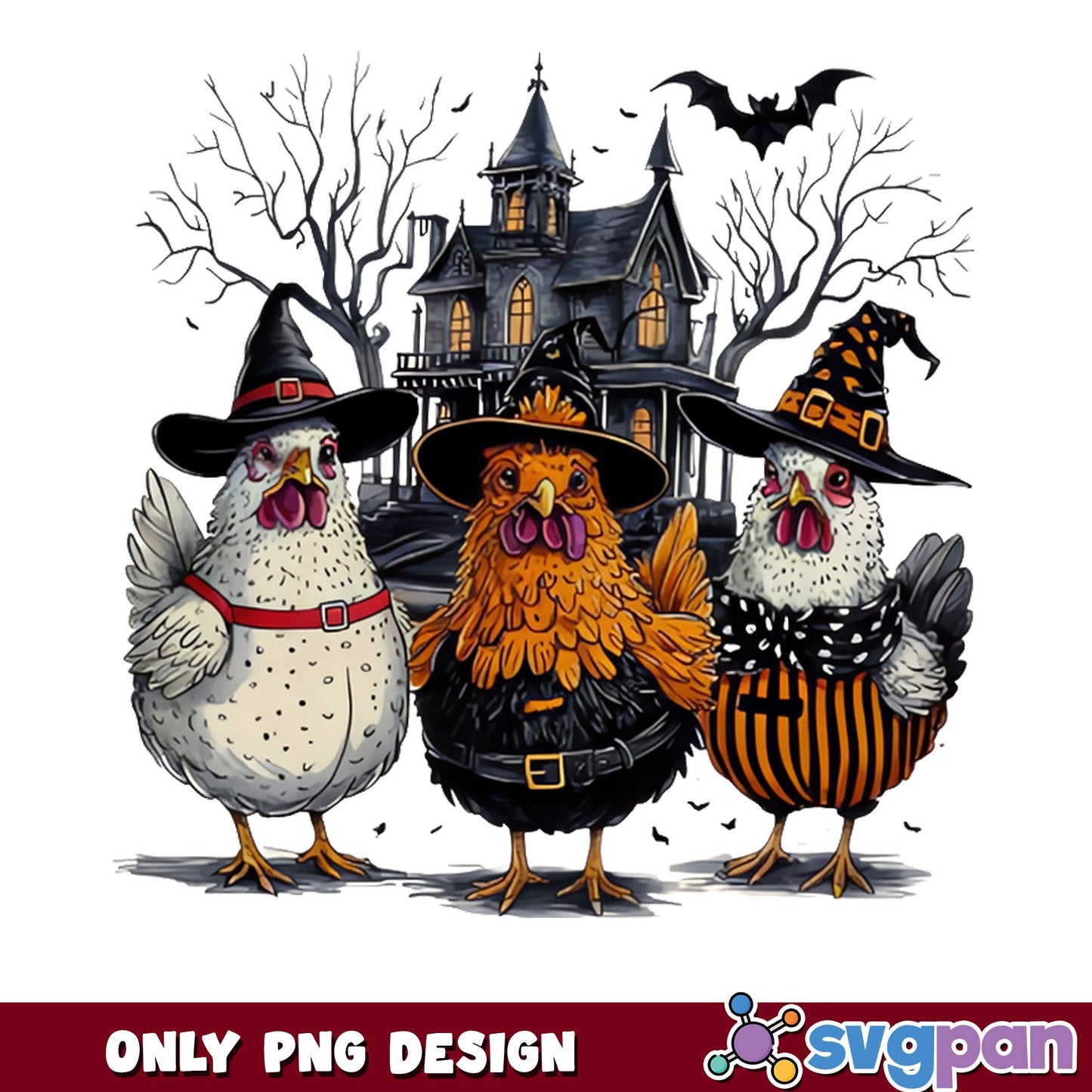 Halloween Witch Chicken PNG, Funny Farm Halloween PNG, Spooky Chicken PNG