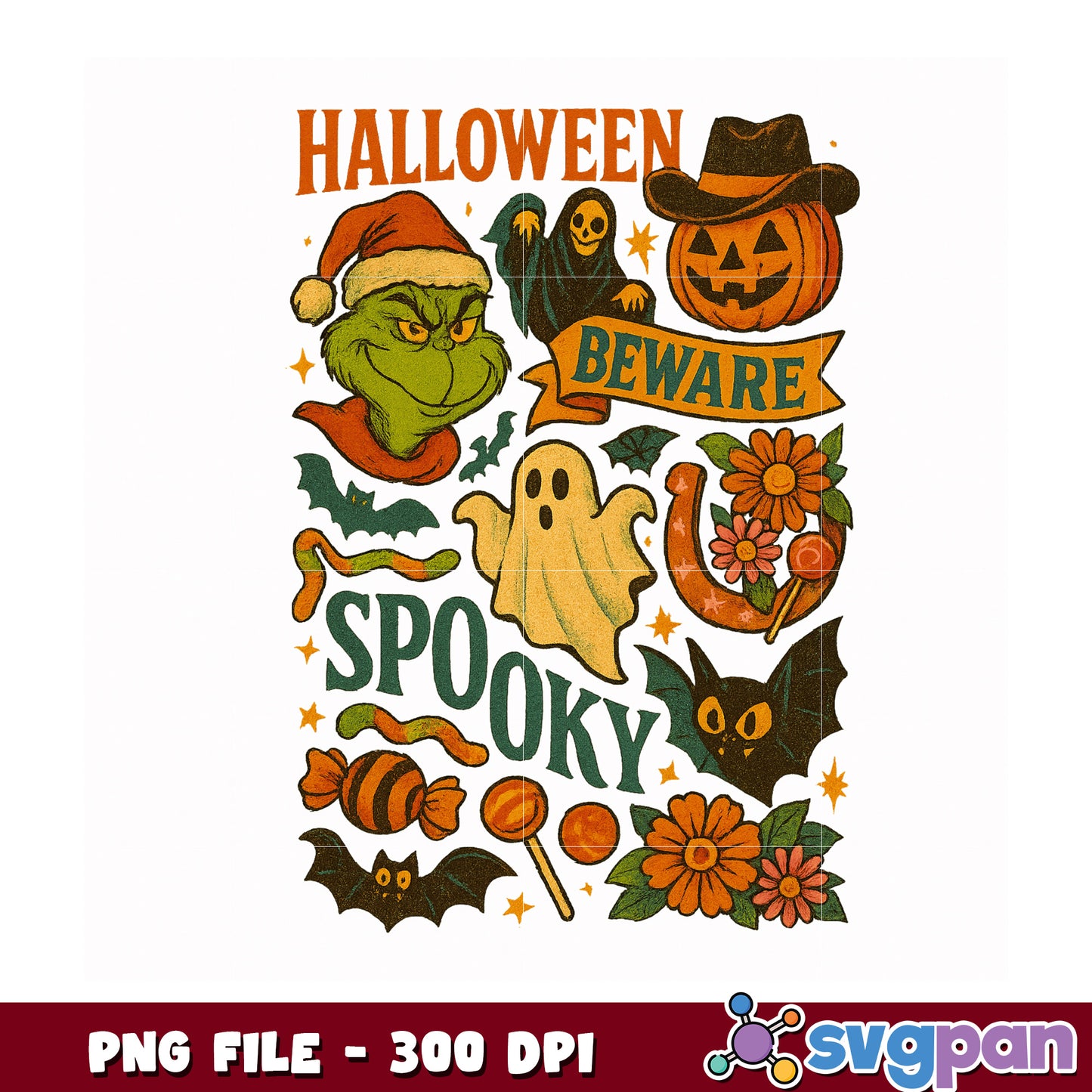 Halloween beware spooky png, happy halloween png, halloween toys png