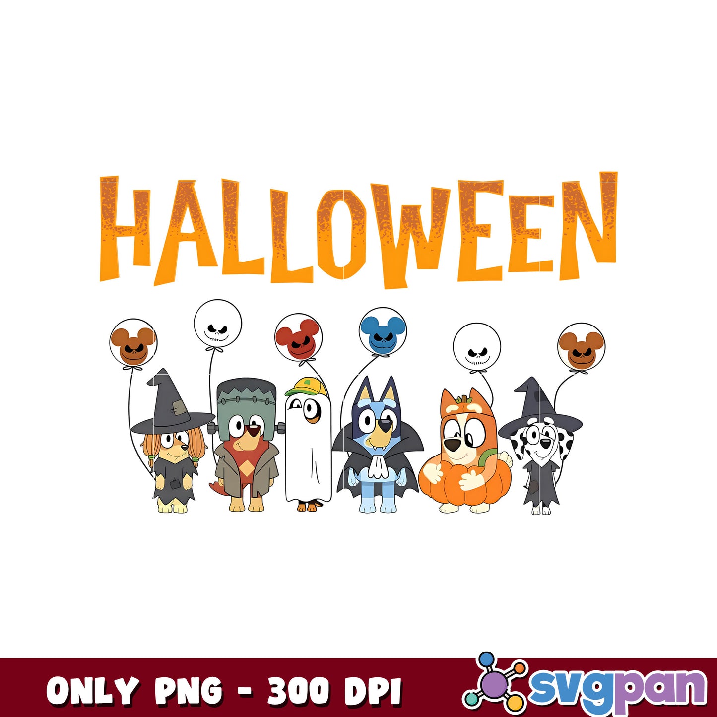 Halloween bluey friends cartoon png, bluey family costumes png