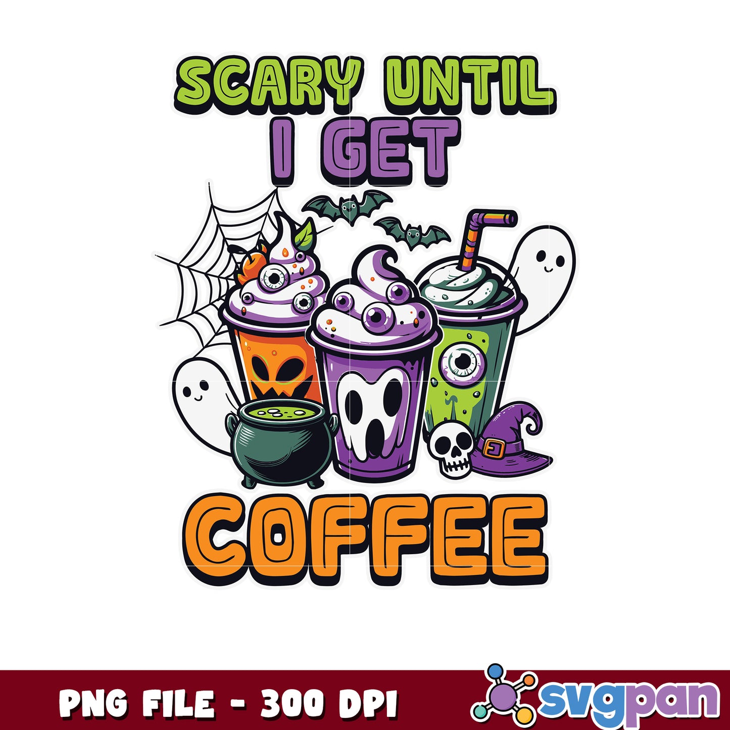 Halloween coffee png, halloween candy png, halloween quotes png