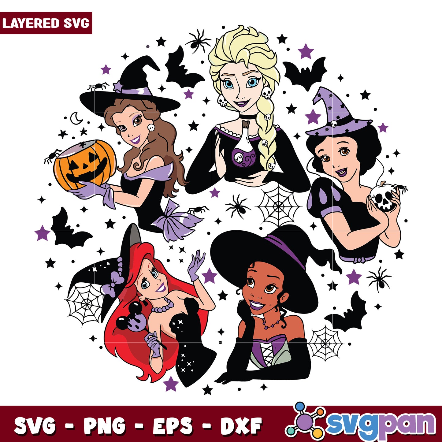 Halloween disney princess svg, costumes for halloween svg, halloween drawings svg