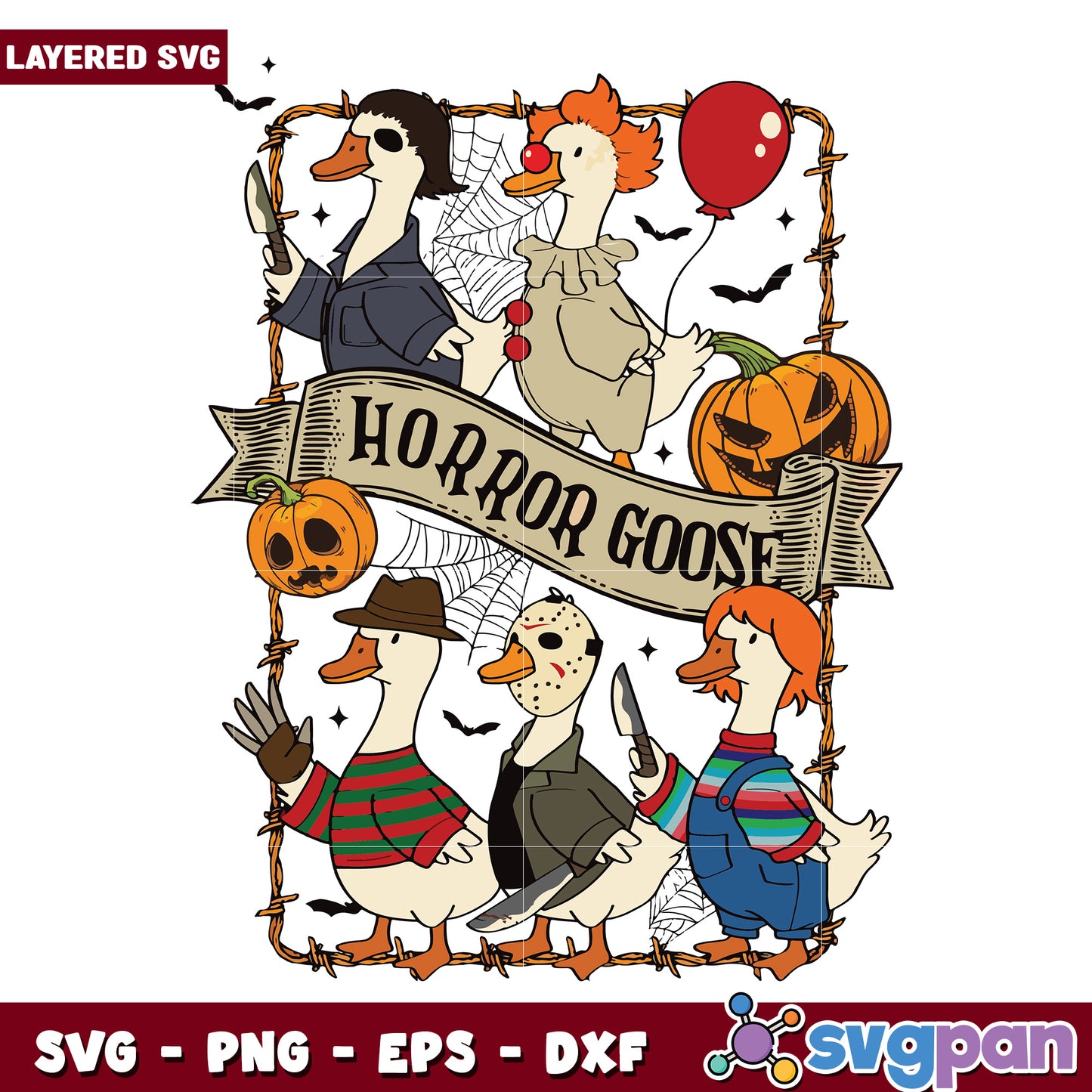 Halloween horror goose svg, spooky halloween svg, halloween holiday svg