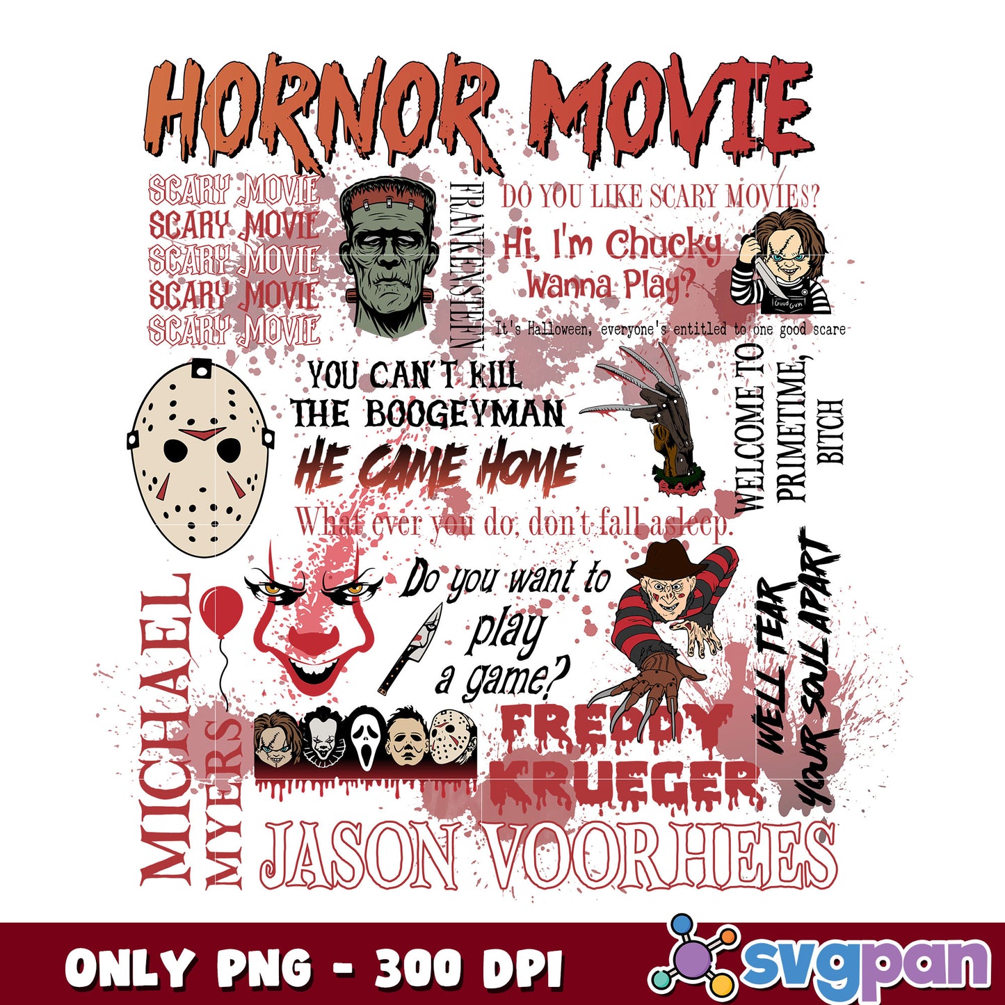 Halloween horror movie png, halloween horror characters png
