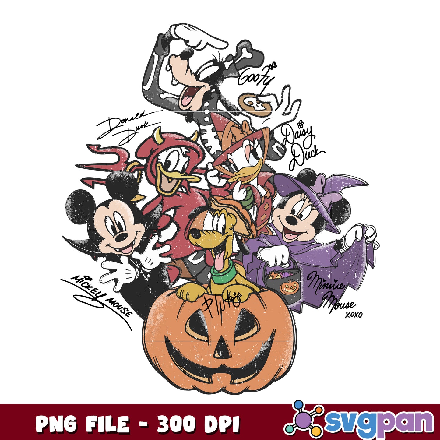 Halloween mickey's friends png, halloween cartoons png, halloween decor png