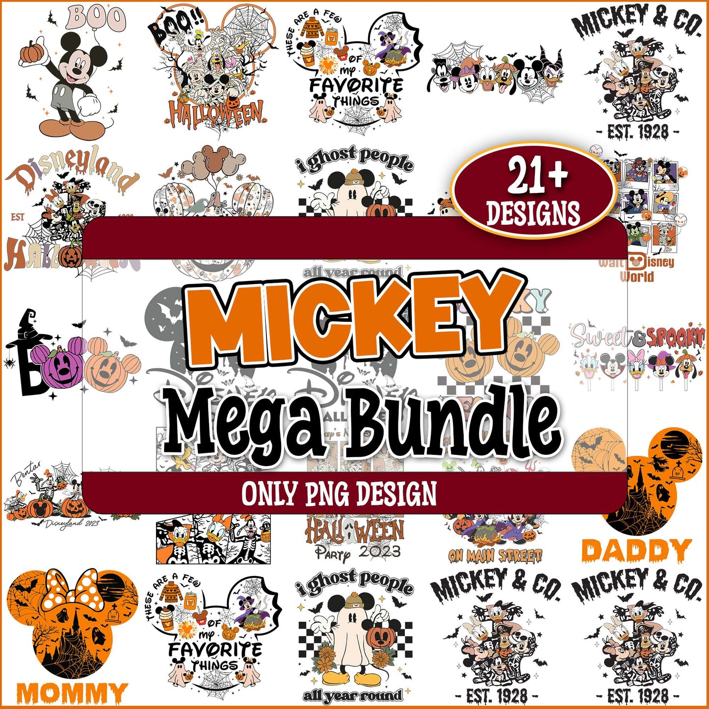 Halloween mickey art png bundle