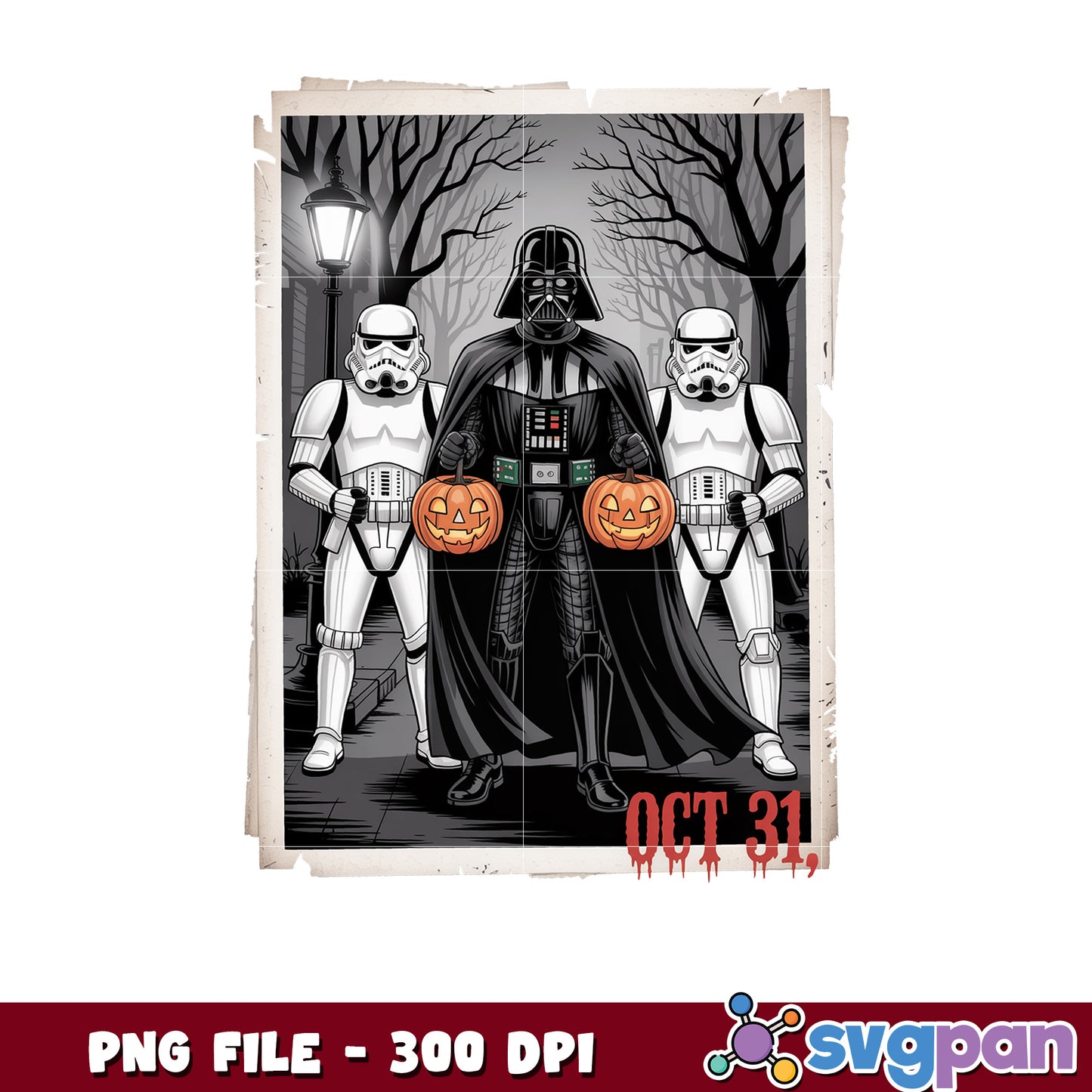 Halloween star wars illustration png, trick or treat png, halloween cartoon png