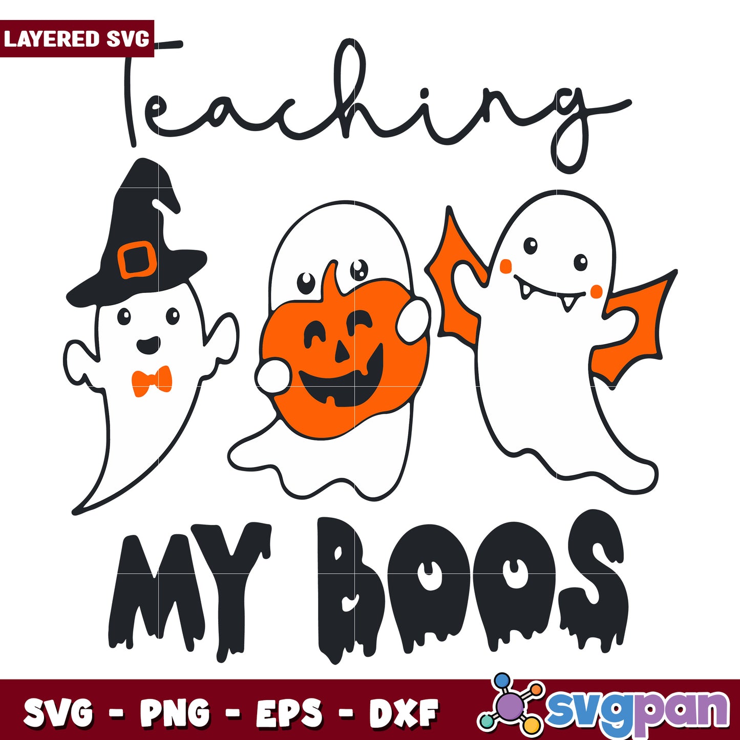 Halloween teaching my boos svg, halloween fall svg, spooky characters svg