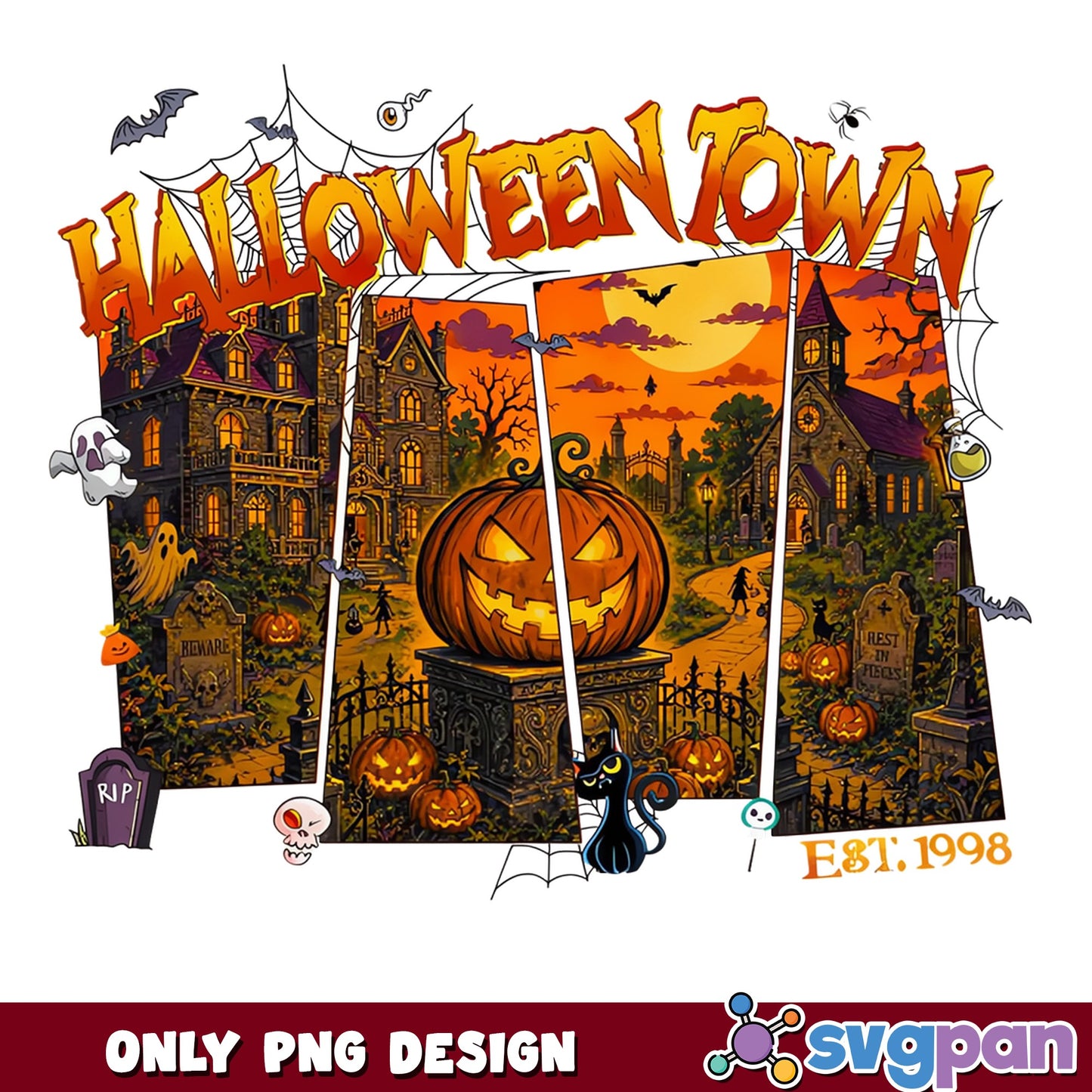 Halloweentown Est 1998 PNG, Spooky Season PNG, Halloween PNG