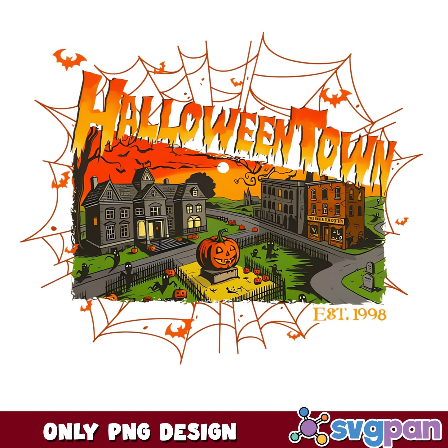 Halloweentown Est 1998 PNG, Spooky Town Halloween PNG, Halloween PNG