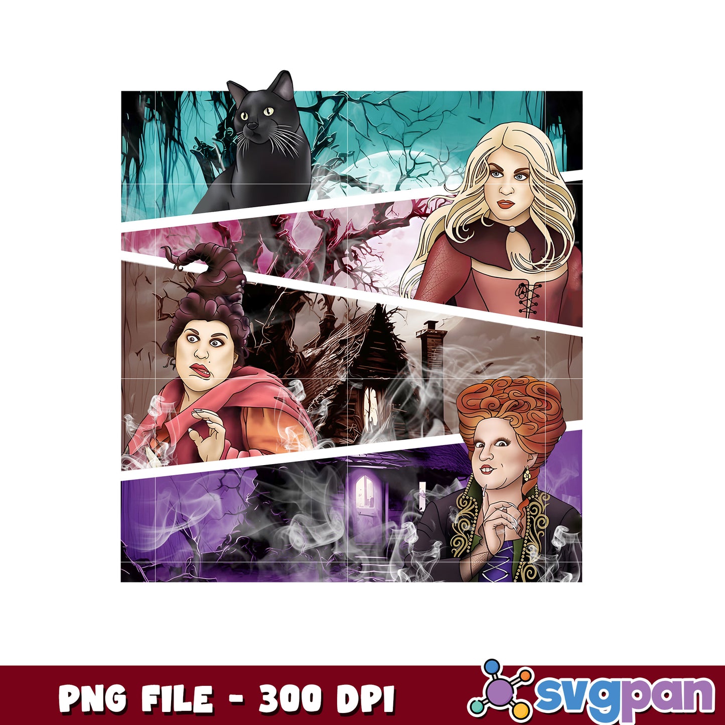Halloween witches png, horror movie characters png, fall and halloween decor png