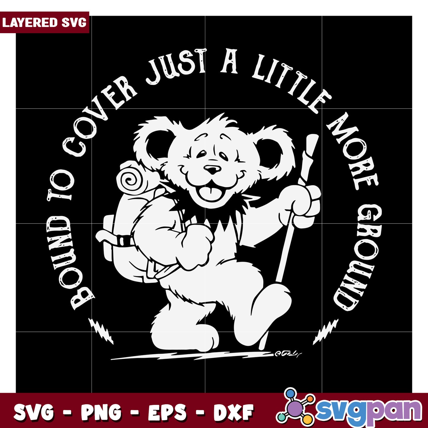 Happy Bear Hiking SVG Design, Perfect for Adventure Lovers Decor