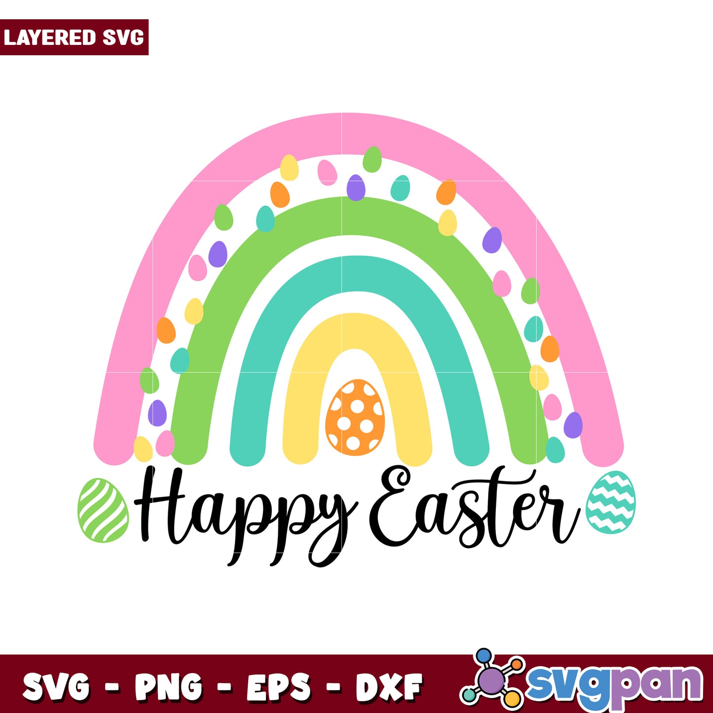 Happy Easter Rainbow Design, Perfect for Spring Crafts and Decor