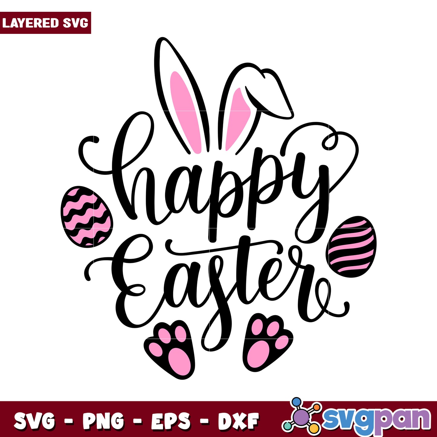 Happy Easter SVG design for festive crafting, great for decorations