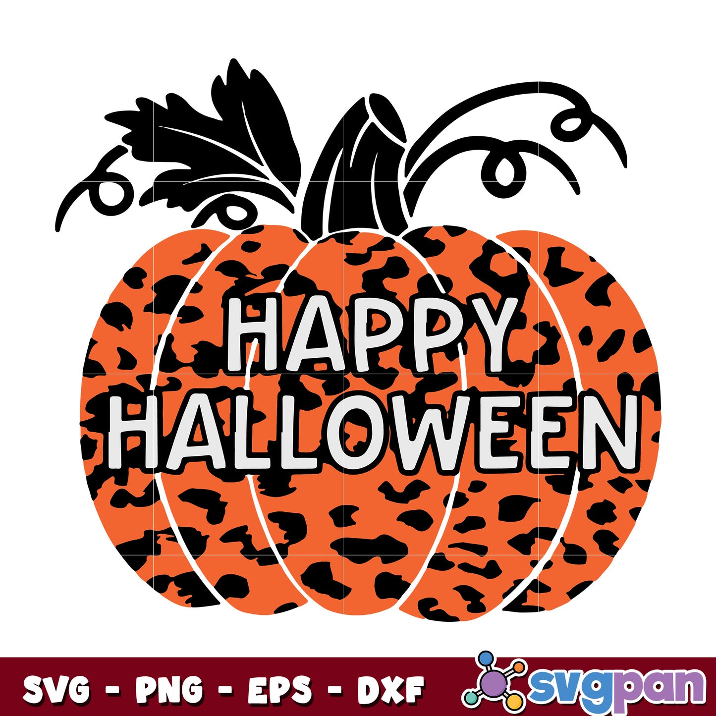Happy Halloween Leopard Print Pumpkin svg