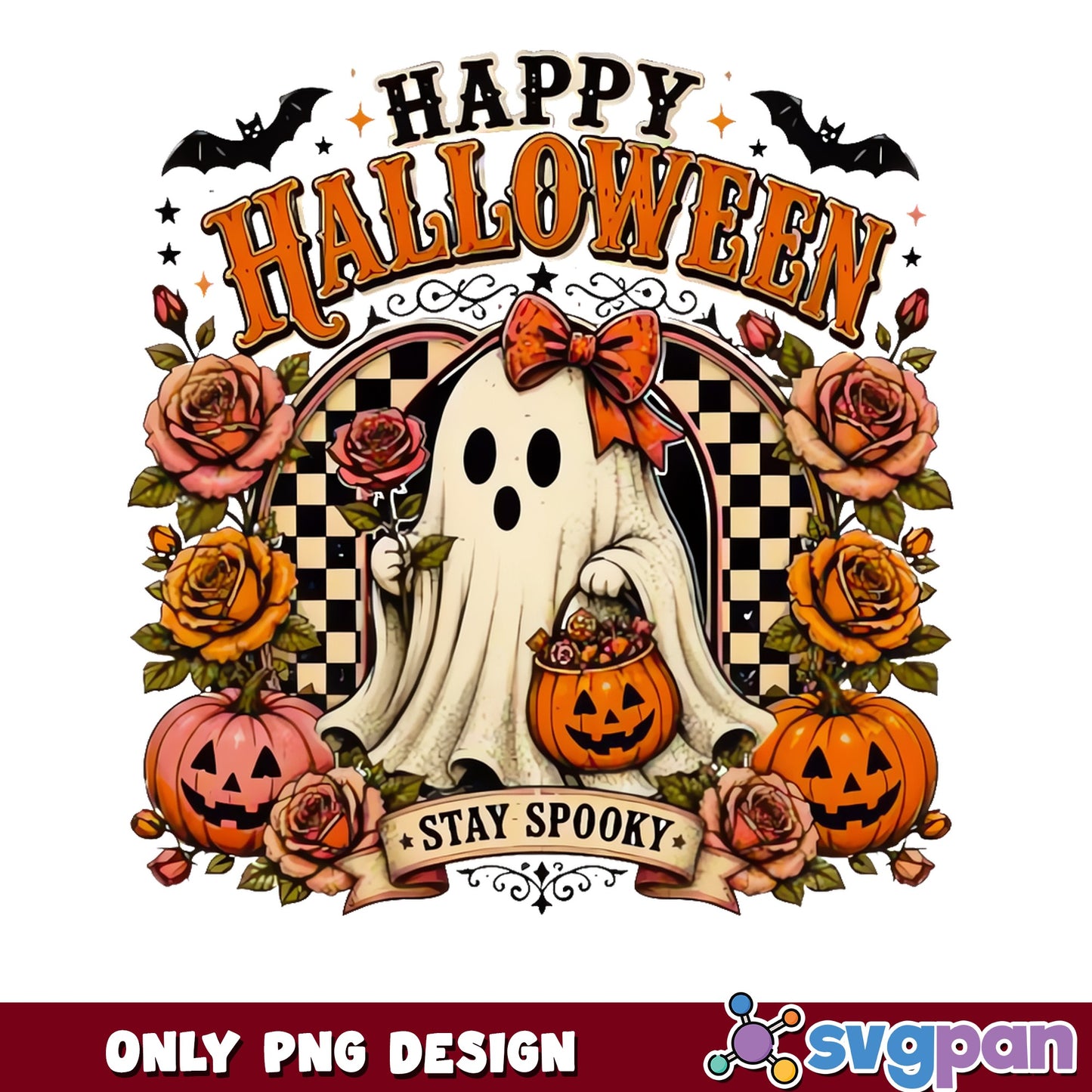 Happy Halloween Ghost Stay Spooky PNG, Retro Ghost PNG, Halloween PNG