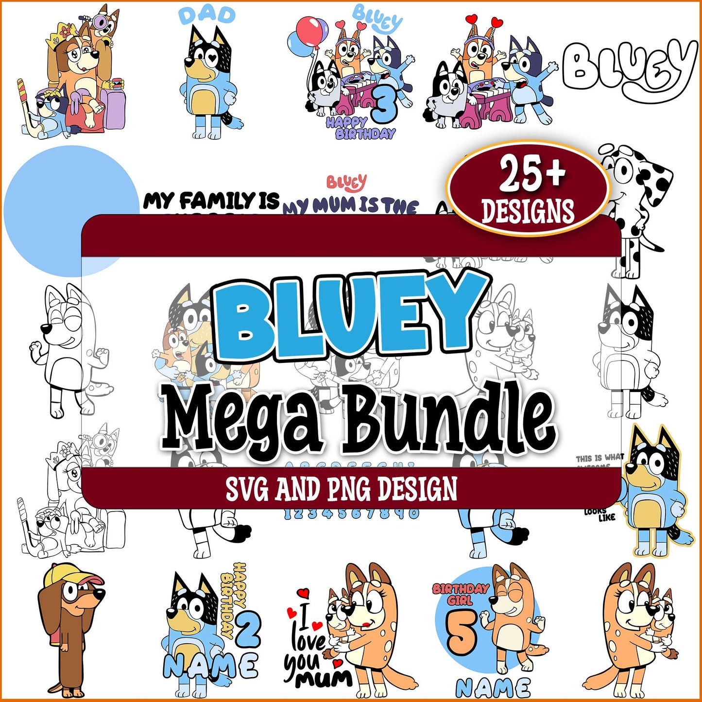 Happy birthday bluey family svg bundle