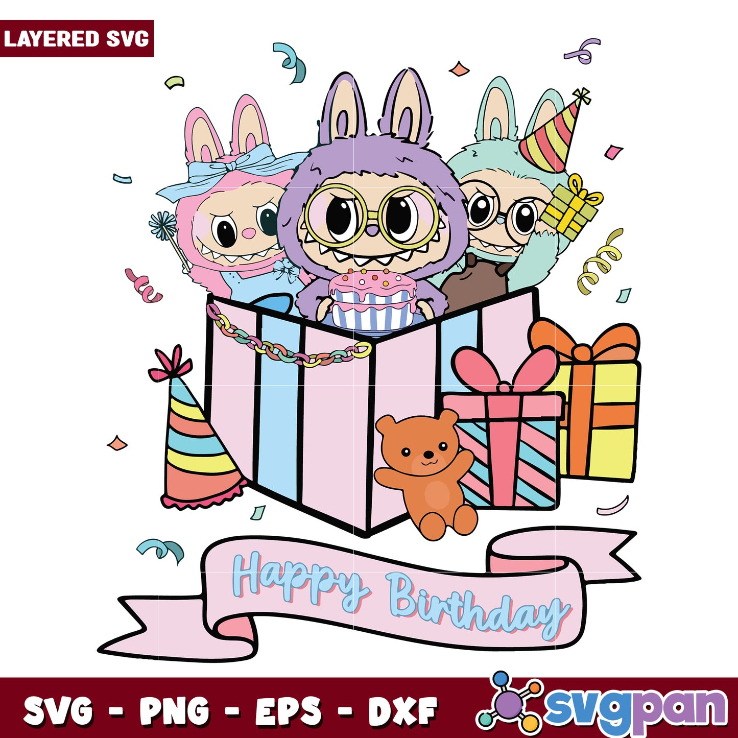 Happy birthday labubu svg, spooky halloween svg, halloween holiday svg