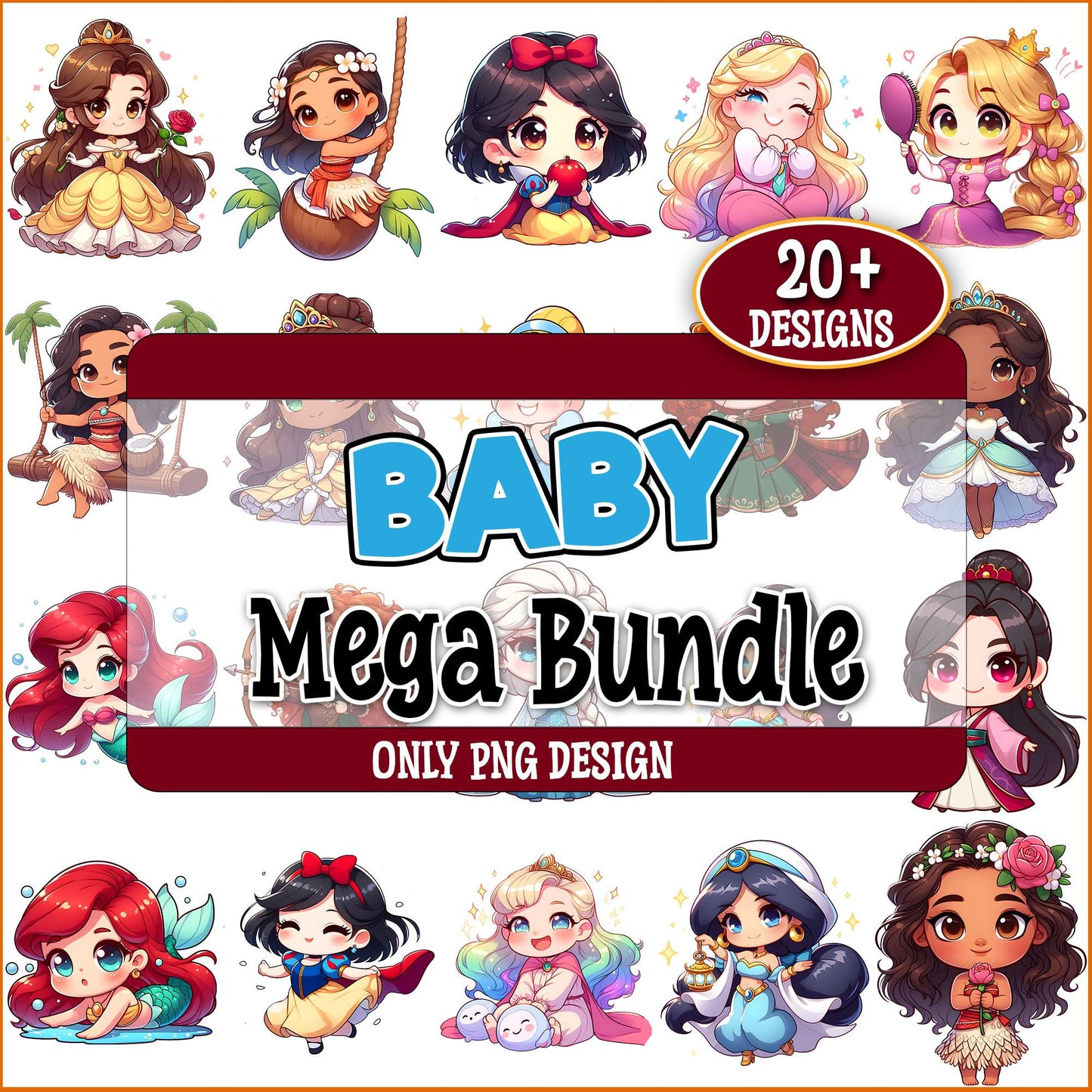 Happy disney princess png bundle