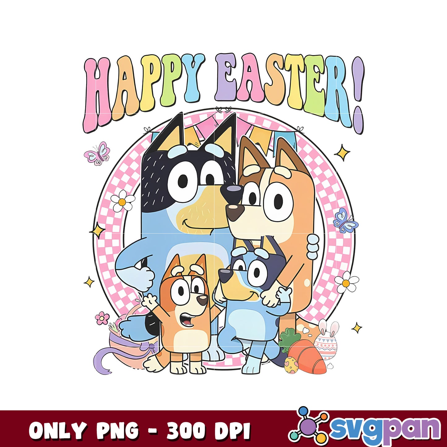 Happy easter bluey family png, bluey family costumes png