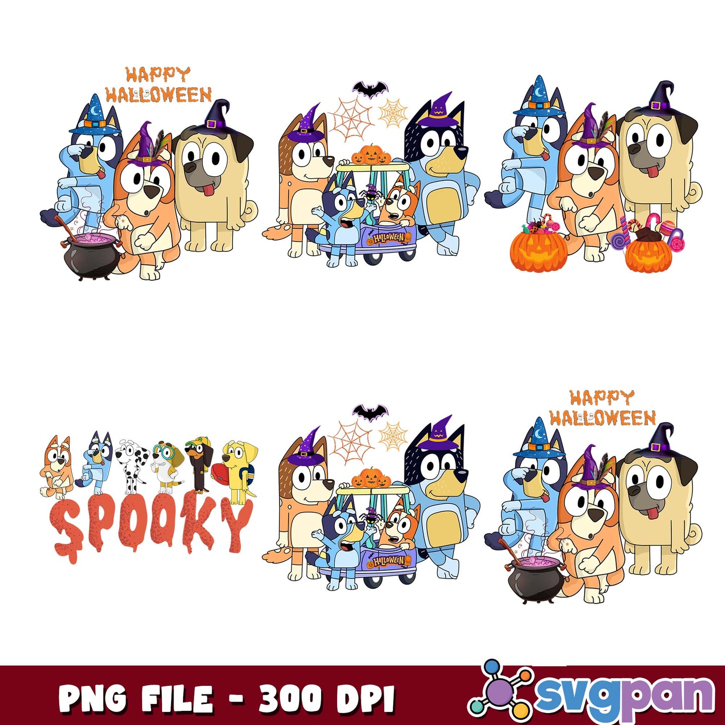 Happy halloween bluey png bundle