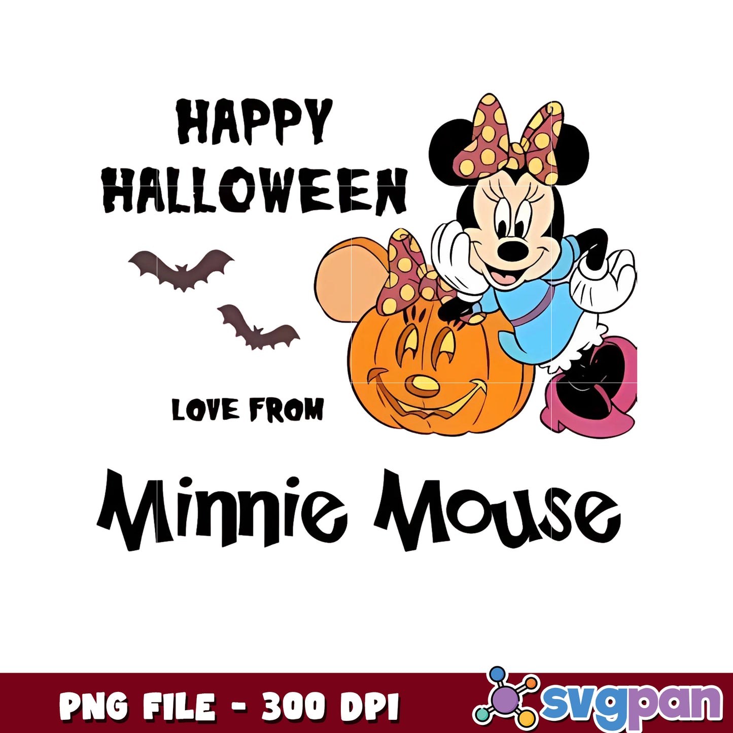 Happy halloween love from minnie png, halloween png, halloween cartoon png