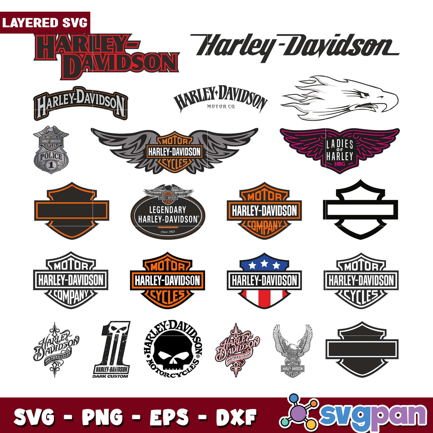 Harley Davidson SVG Bundle 15 Logos