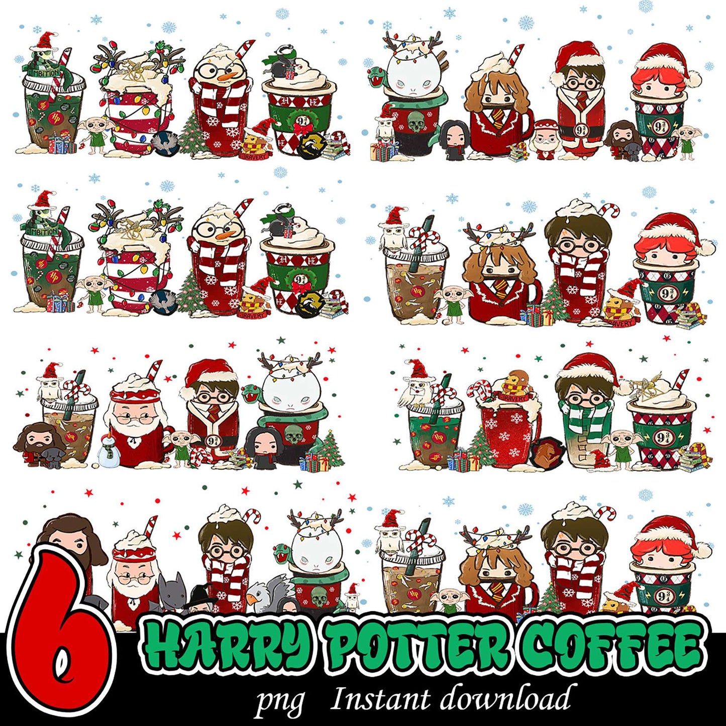 Harry Potter Christmas Coffee PNG Bundle