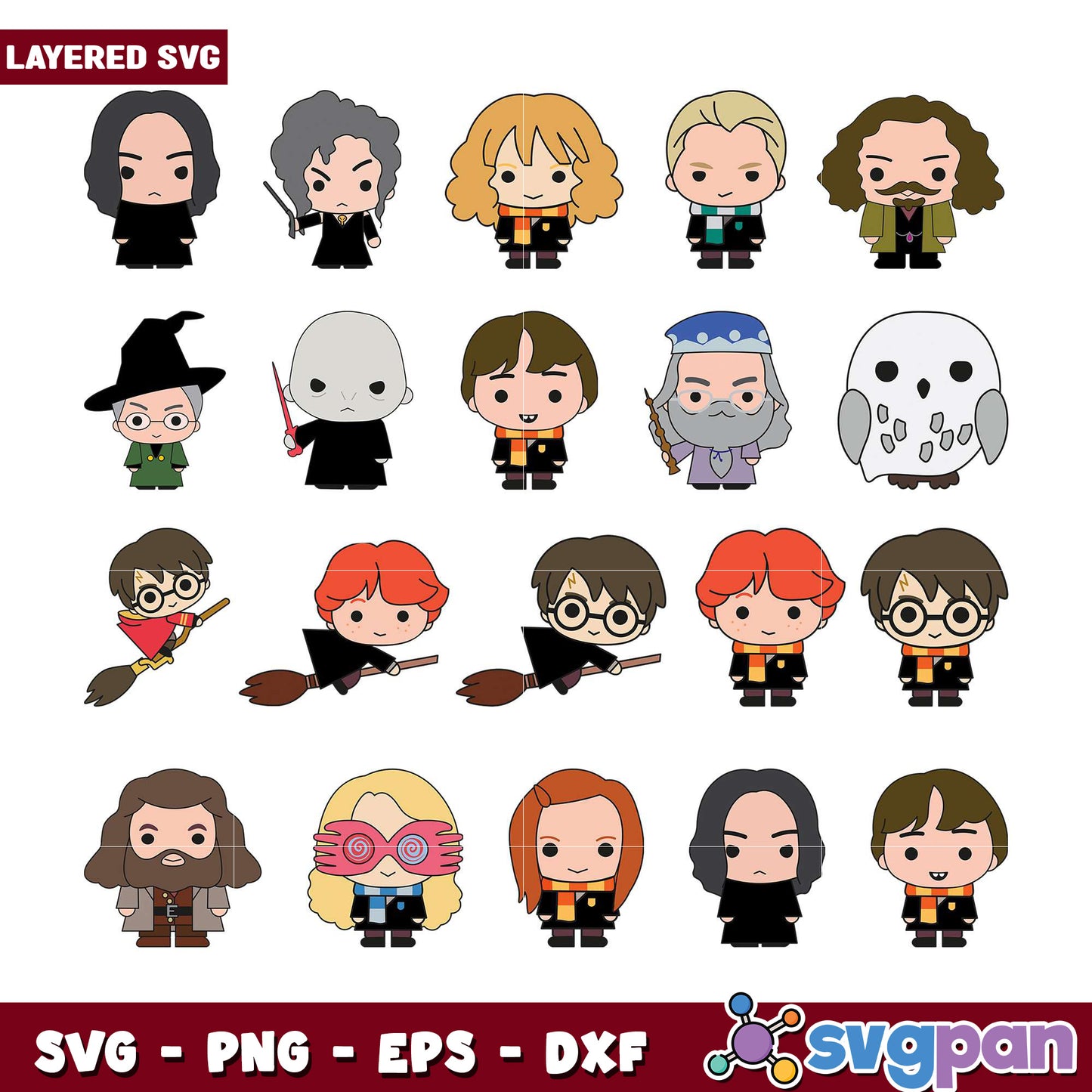 Harry Potter SVG Bundle Cute Characters