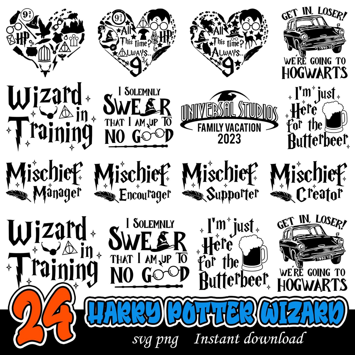 Harry Potter Wizard SVG Bundle for Instant Download Designs