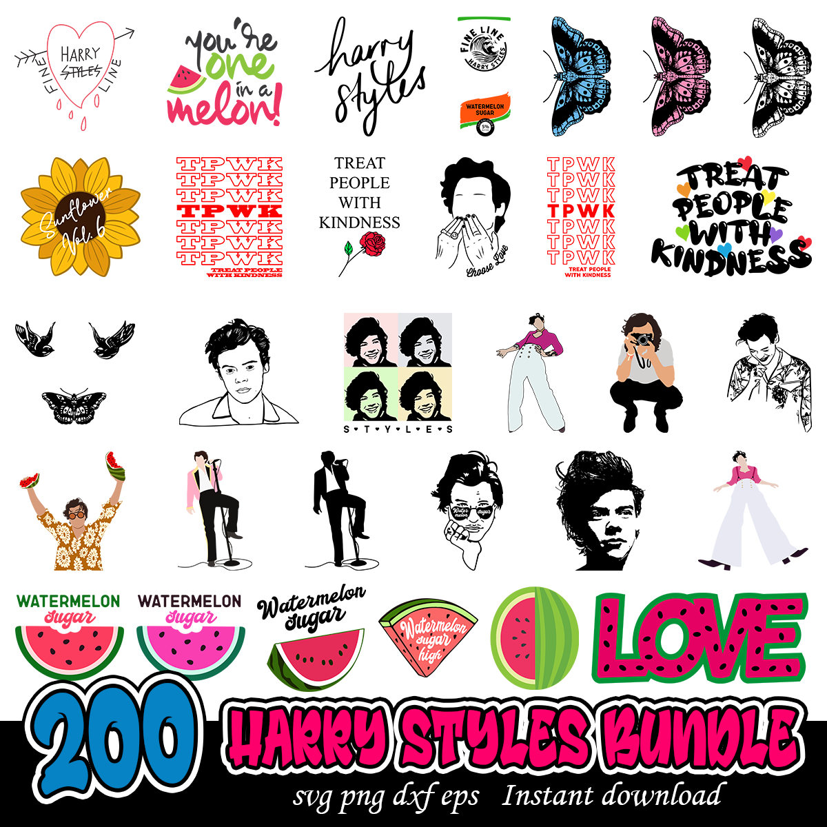 Harry Styles SVG Bundle 200 Unique Designs Instant Download