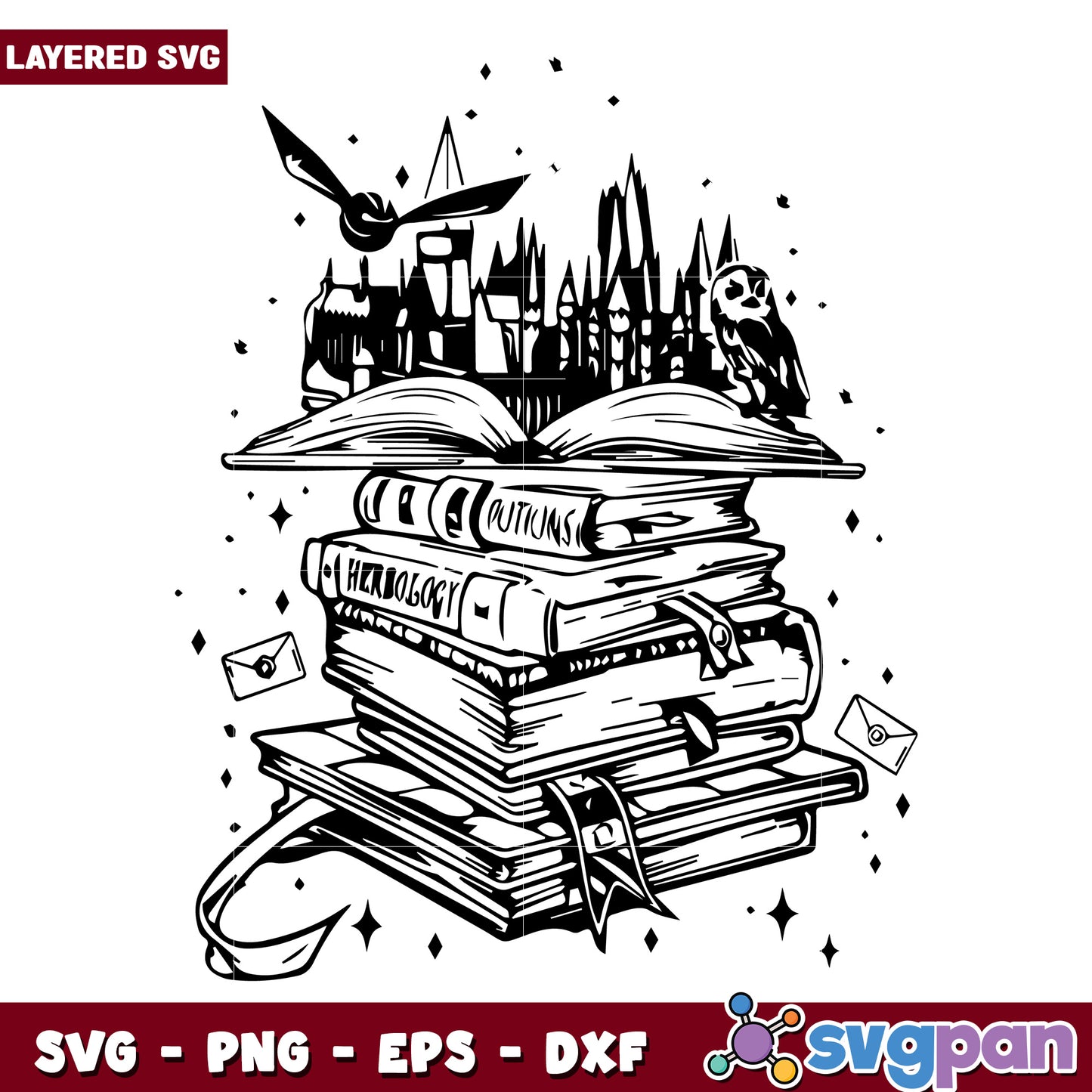 Harry potter books svg, wizarding world design svg, magical spellbook artwork svg