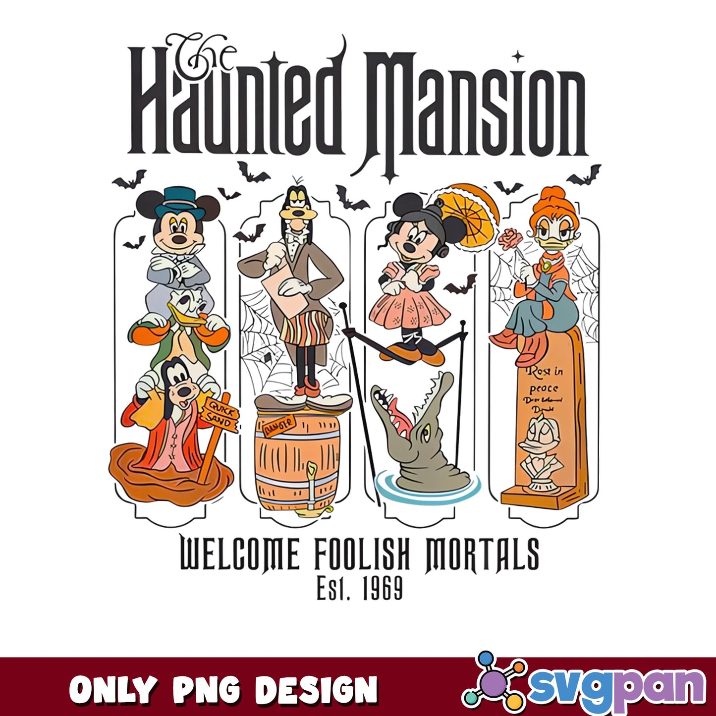Haunted Mansion Mickey And Friends PNG, Disney Halloween PNG