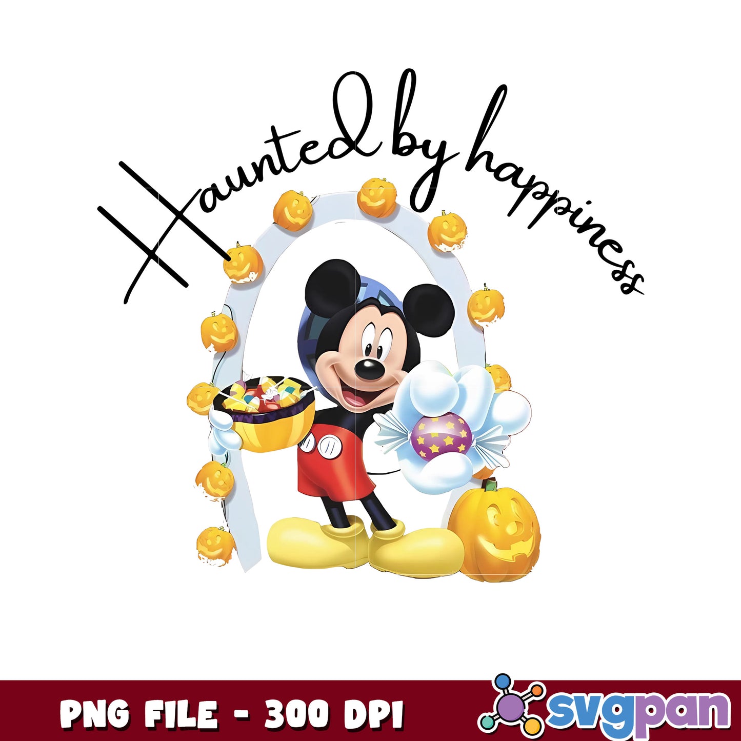 Haunted by happiness png, spooky halloween png, happy halloween png