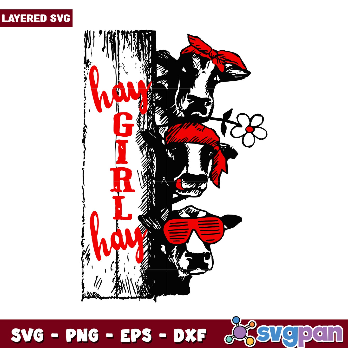 Hay Girl Cow SVG Design for Crafting, Perfect for Farmhouse Decor