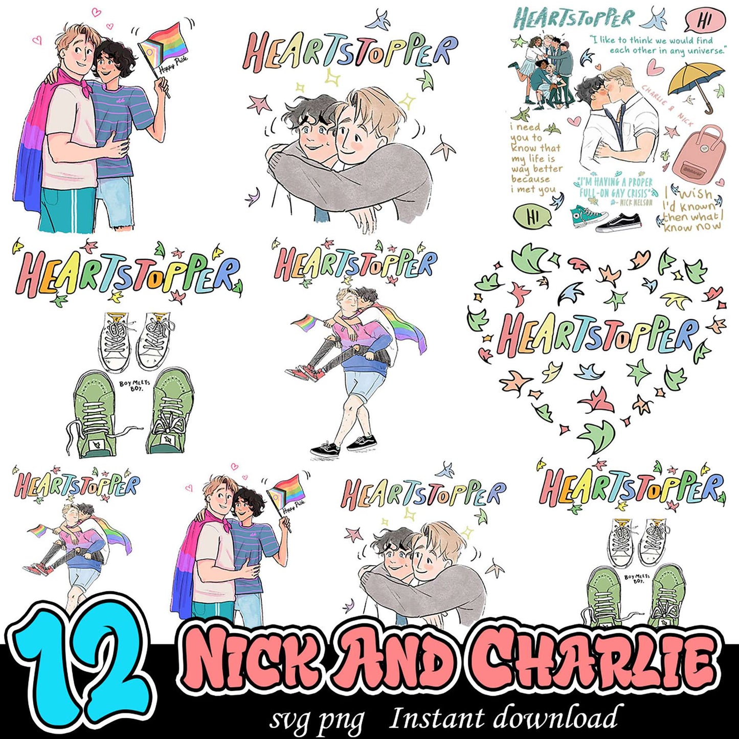Heartstopper Nick & Charlie SVG Bundle