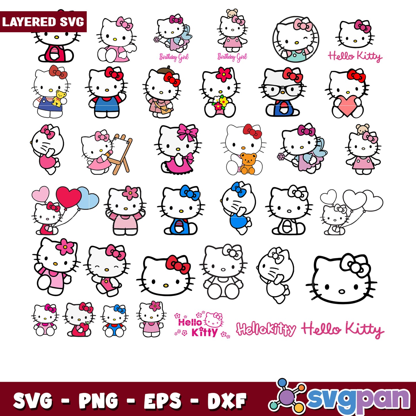 Hello Kitty Bundle SVG Collection for Creatives