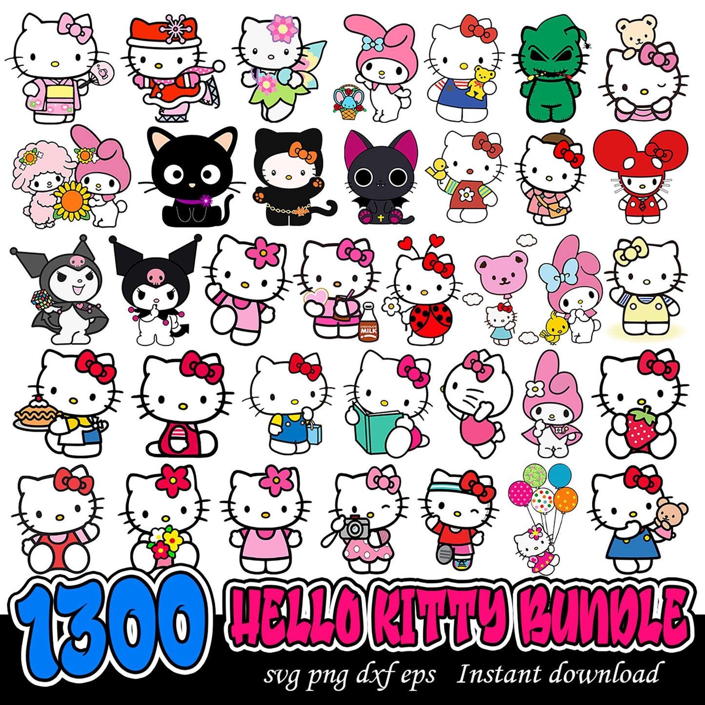 Hello Kitty Bundle with 1300 SVG PNG DXF EPS Designs