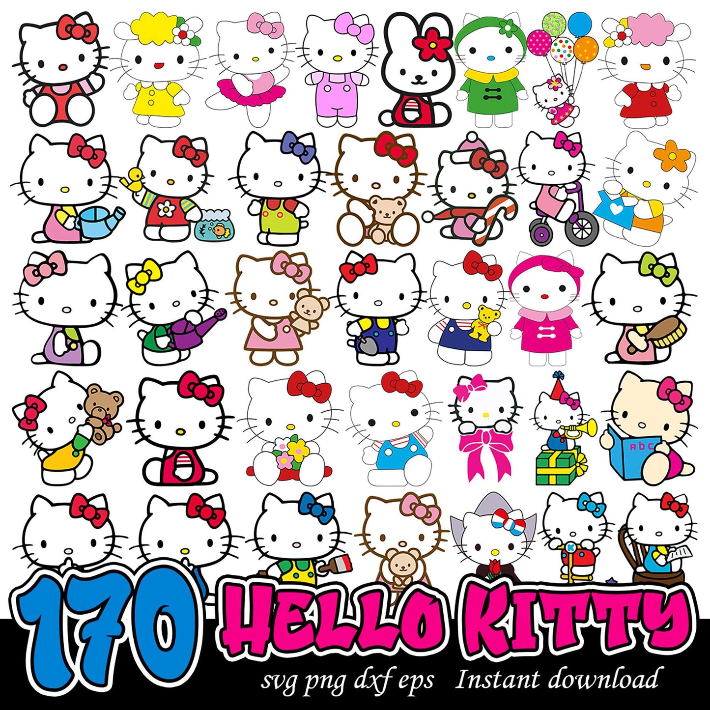 Hello Kitty Bundle with 170 SVG PNG EPS Designs Instant Download