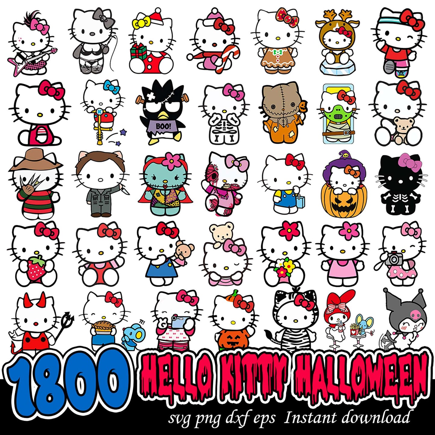 Hello Kitty Halloween Bundle 1800 SVG PNG Instant Download