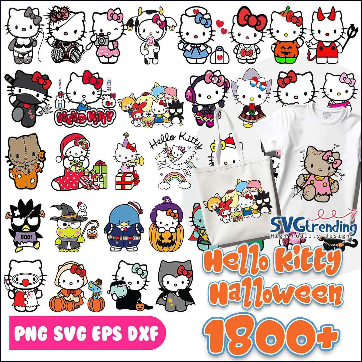 Hello Kitty Halloween SVG Bundle 1800+